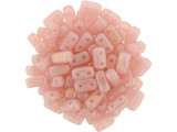 CzechMates Glass 3 x 6mm Sueded Gold Milky Pink 2-Hole Brick Bead Strand