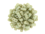 CzechMates Glass 3 x 6mm Opaque Pale Turquoise Star Dust 2-Hole Brick Bead Strand