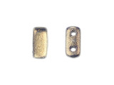 CzechMates Glass 3 x 6mm Sueded Gold Navy 2-Hole Brick Bead Strand