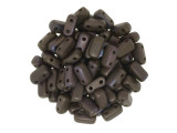 CzechMates Glass 3 x 6mm Chocolate Brown Matte Bronze Vega 2-Hole Brick Bead Strand