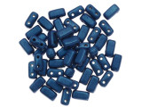 CzechMates Glass, 2-Hole Rectangle Brick Beads 6x3mm, Metallic Blue Suede