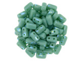 CzechMates Glass 3 x 6mm Peacock Green Turquoise 2-Hole Brick Bead Strand