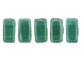 CzechMates Glass 3 x 6mm Luster Iris Atlantis Green 2-Hole Brick Bead Strand
