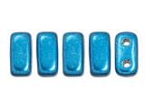 CzechMates Glass 3 x 6mm ColorTrends Saturated Metallic Nebulas Blue 2-Hole Brick Bead (50pc Strand)