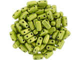 CzechMates Glass 3 x 6mm ColorTrends Saturated Metallic Lime Punch 2-Hole Brick Bead Strand