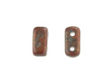 CzechMates Glass 3 x 6mm Umber Copper Picasso 2-Hole Brick Bead Strand