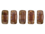 CzechMates Glass 3 x 6mm Luster Rose/Gold Topaz 2-Hole Brick Bead Strand