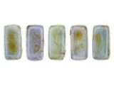 CzechMates Glass 2-Hole Rectangle Brick Beads 6x3mm - Opaque Green Luster