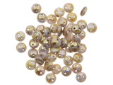 CzechMates Glass 2-Hole Flat Lentil Beads 6mm - Opaque Gold Luster/Smokey Topaz