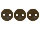 CzechMates Glass 6mm Matte Chocolate Brown 2-Hole Lentil Bead Strand