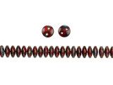 CzechMates Glass 6mm Opaque Red Picasso 2-Hole Lentil Bead Strand