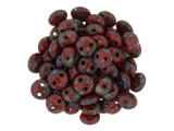 CzechMates Glass 6mm Opaque Red Picasso 2-Hole Lentil Bead Strand