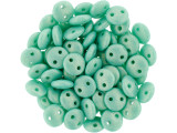 CzechMates Glass 6mm Sueded Gold Turquoise 2-Hole Lentil Bead Strand