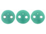 You can create cool, colorful designs with the CzechMates glass 6mm two-hole lentil bead strand in turquoise. These beads feature a puffed disc shape with two stringing holes. It's a great option for bead weaving, stringing and embroidery. These pressed Czech glass beads are softly rounded, so they won't cut your thread. They are sure to add stability, definition and shape to designs. These beads feature a turquoise blue color with hints of green undertones. 
