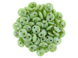 Ensure your designs stand out with unique color using the CzechMates glass 6mm two-hole lentil bead strand in honeydew luster with Picasso. These beads feature a puffed disc shape with two stringing holes. It's a great option for bead weaving, stringing and embroidery. These pressed Czech glass beads are softly rounded, so they won't cut your thread. They are sure to add stability, definition and shape to designs. These beads feature a cheerful green color with a mottled brown finish. 