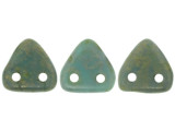CzechMates Glass 6mm Turquoise with Copper Picasso Two-Hole Triangle Bead Pack, 2.5-Inch Tube