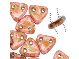 CzechMates 2-Hole Triangle Beads 6mm - Rose Luster / Gold Topaz