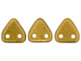 CzechMates 2-Hole Triangle Beads 6mm - Matte Metallic Goldenrod