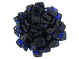 CzechMates Glass 6mm 4-Hole Cobalt Picasso QuadraTile Bead 2.5-Inch Tube