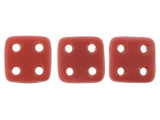 CzechMates Glass 6mm 4-Hole Matte Opaque Red QuadraTile Bead 2.5-Inch Tube