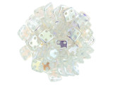 CzechMates Glass 6mm 4-Hole Crystal AB QuadraTile Bead 2.5-Inch Tube