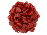 CzechMates Glass 6mm 4-Hole Opaque Red QuadraTile Bead 2.5-Inch Tube