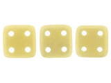 CzechMates Glass 6mm 4-Hole Sueded Gold Opaque Lt Beige QuadraTile Bead 2.5-Inch Tube