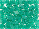 CzechMates Glass 6mm 4-Hole Atlantis Green QuadraTile Bead 2.5-Inch Tube