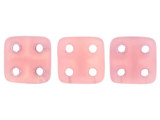 CzechMates Glass 6mm 4-Hole Matte Milky Pink QuadraTile Bead 2.5-Inch Tube