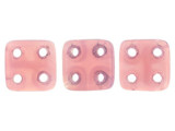 CzechMates Glass 6mm 4-Hole Milky Pink QuadraTile Bead 2.5-Inch Tube