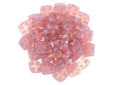 CzechMates Glass 6mm 4-Hole Milky Pink QuadraTile Bead 2.5-Inch Tube