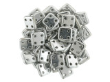 CzechMates Glass, QuadraTile 4-Hole Square Beads 6mm, Silver