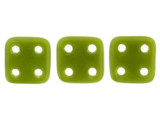 CzechMates Glass 6mm 4-Hole Opaque Olive QuadraTile Bead 2.5-Inch Tube