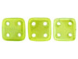 CzechMates Glass 6mm 4-Hole Luster Iris Milky Dark Peridot QuadraTile Bead 2.5-Inch Tube