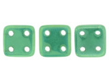 CzechMates Glass 6mm 4-Hole Luster Iris Atlantis Green QuadraTile Bead 2.5-Inch Tube