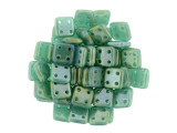 CzechMates Glass 6mm 4-Hole Luster Iris Atlantis Green QuadraTile Bead 2.5-Inch Tube