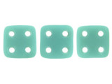 CzechMates Glass 6mm 4-Hole Matte Turquoise QuadraTile Bead 2.5-Inch Tube