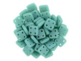 CzechMates Glass 6mm 4-Hole Matte Turquoise QuadraTile Bead 2.5-Inch Tube