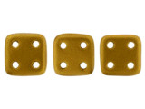 CzechMates Glass, QuadraTile 4-Hole Square Beads 6mm, Matte Metallic Antiqued Gold