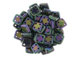 CzechMates Glass, QuadraTile 4-Hole Square Beads 6mm, Purple Iris