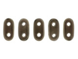 CzechMates Glass, 2-Hole Bar Beads 6x2mm, Matte Dark Bronze