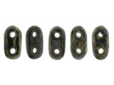 CzechMates Glass, 2-Hole Bar Beads 6x2mm, Jet Bronze Picasso