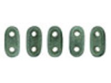 CzechMates Glass, 2-Hole Bar Beads 6x2mm, Metallic Light Green Suede