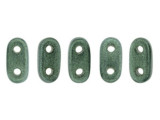 CzechMates Glass, 2-Hole Bar Beads 6x2mm, Metallic Light Green Suede