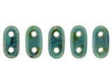 CzechMates Glass 3 x 6mm 2-Hole Turquoise Bronze Picasso Bar Bead 2.5-Inch Tube
