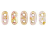 CzechMates Glass, 2-Hole Bar Beads 6x2mm, Rose / Gold Topaz Luster