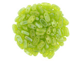 CzechMates Glass 3 x 6mm 2-Hole Luster Iris Milky Dark Peridot Bar Bead 2.5-Inch Tube