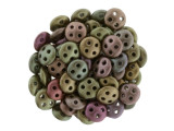 CzechMates Glass, 4-Hole QuadraLentil Beads 6mm, Matte Metallic Bronze Iris