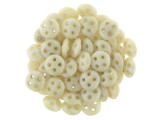 CzechMates Glass, 4-Hole QuadraLentil Beads 6mm, Opaque Champagne Luster