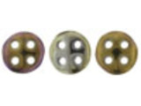 CzechMates Glass, 4-Hole QuadraLentil Beads 6mm, Brown Iris